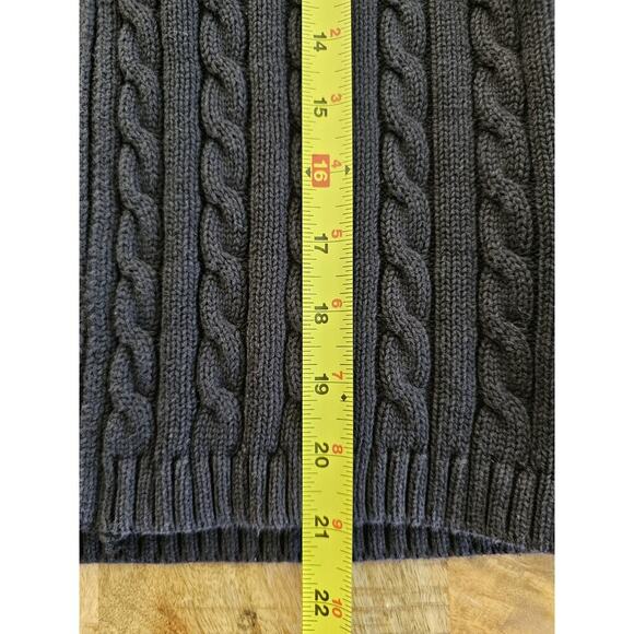 L.L Bean Cableknit Full Zip Cardigan Sweater Women's Size M Black - Picture 6 of 8